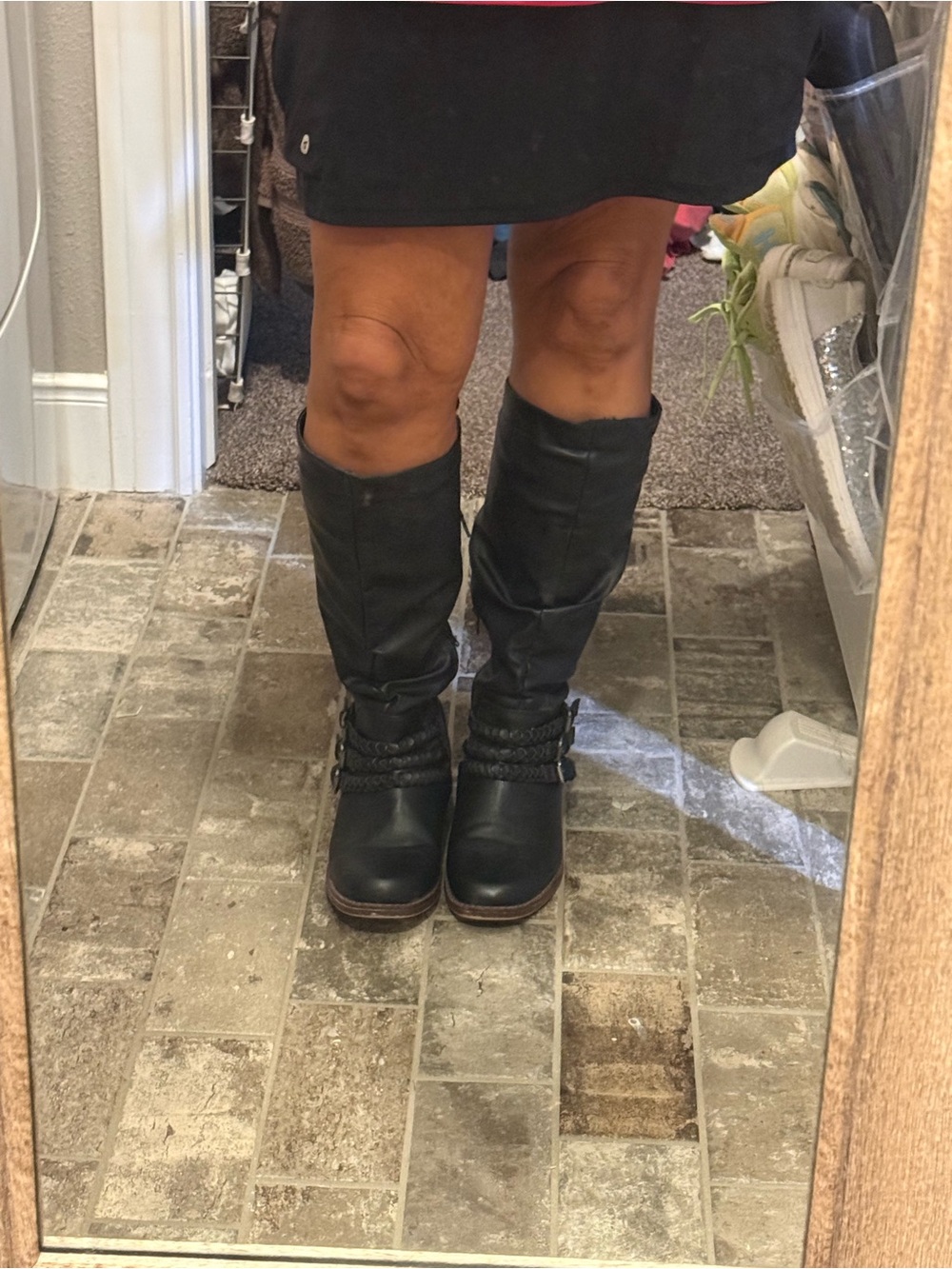 XOXO Black Over-the-Knee Lace-Up Boots with Buckle Straps and Braided Detail - Picture 11 of 12